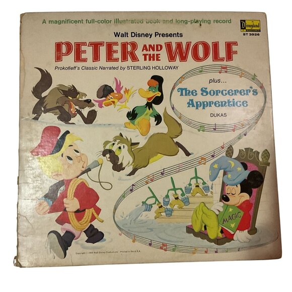 Walt Disney Sorcerer's Apprentice Peter And The Wolf Vinyl Record & Picture Book - Picture 1 of 9